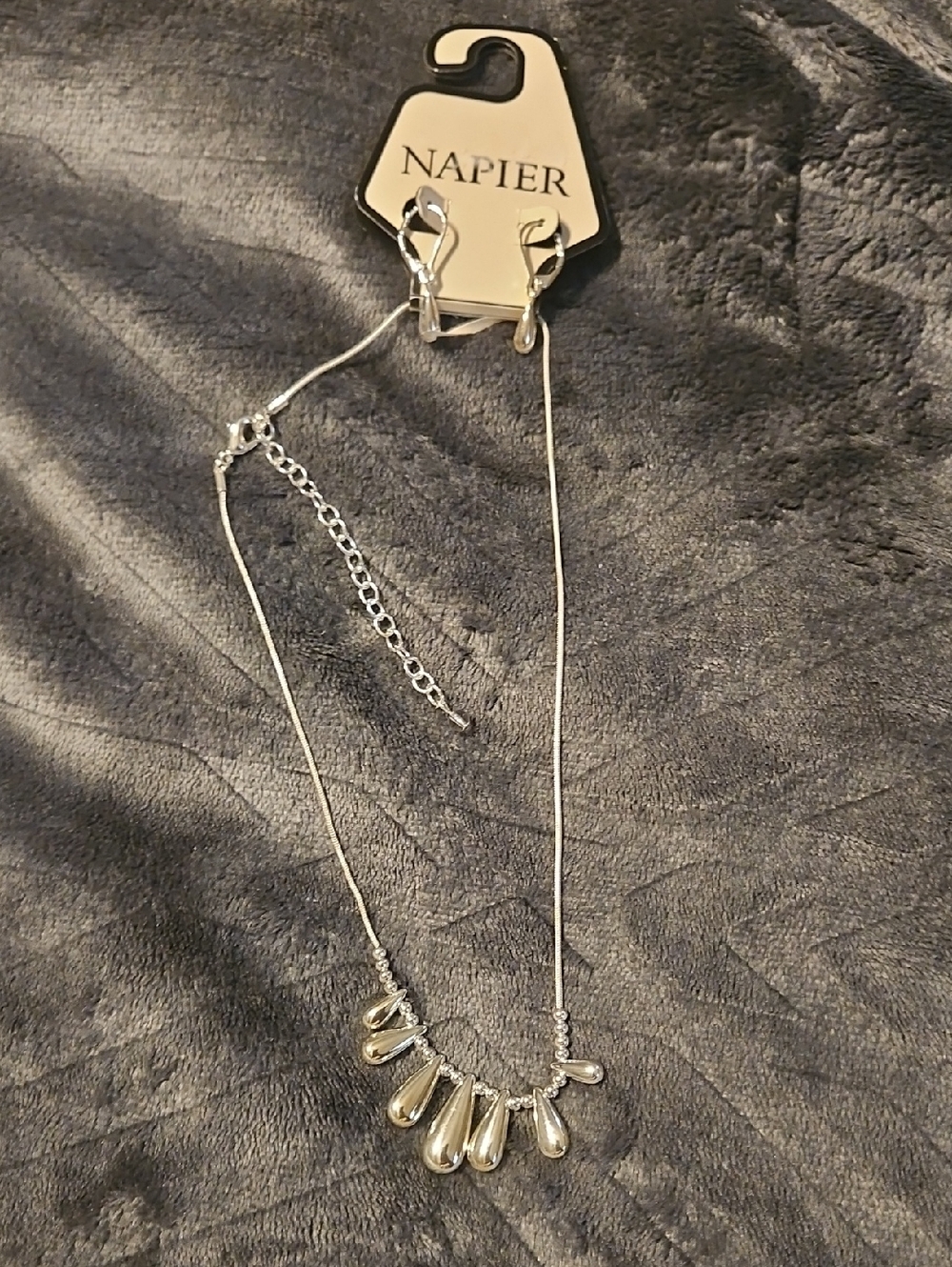 Napier Silver-Tone Teardrop Bib Necklace